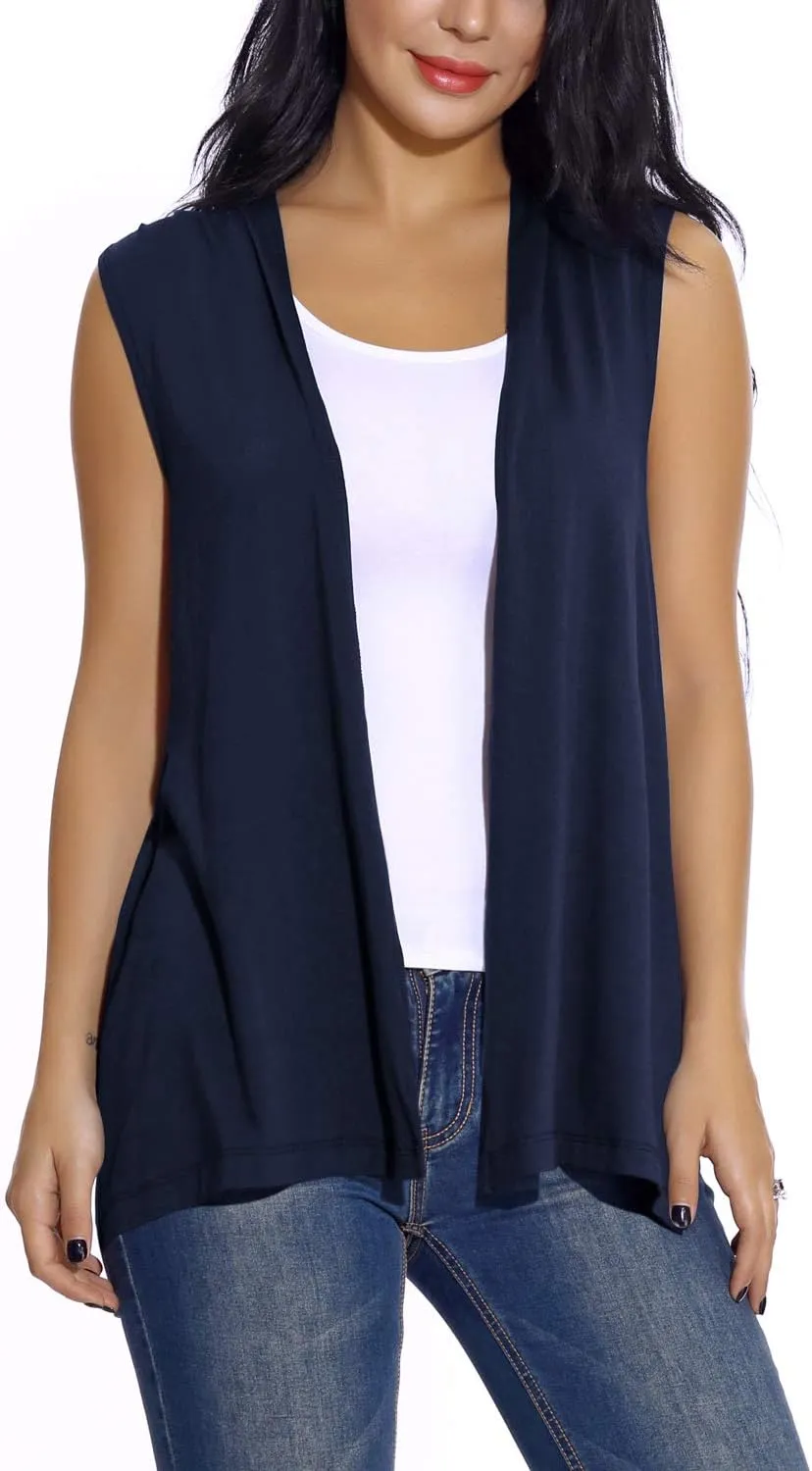 Women's Sleeveless Open Front Cardigan Vest Lightweight Cool Coat