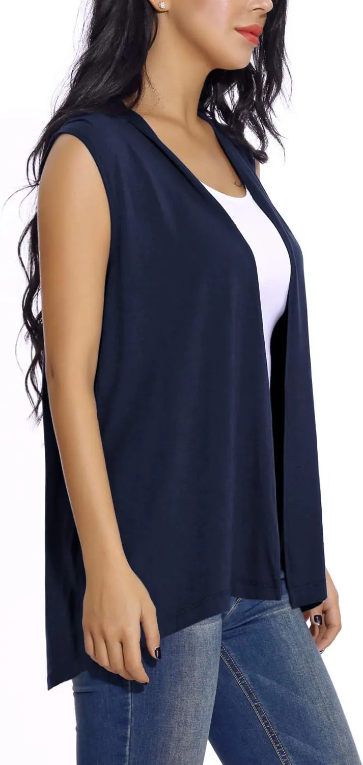 Women's Sleeveless Open Front Cardigan Vest Lightweight Cool Coat