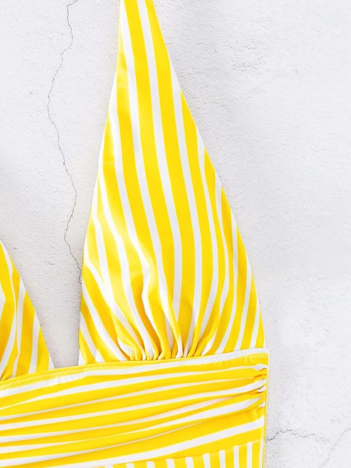 Women's Swim Summer Beach Striped Ruched One Piece Bikinis Swimsuit Beachwear Bathing Suit for Women