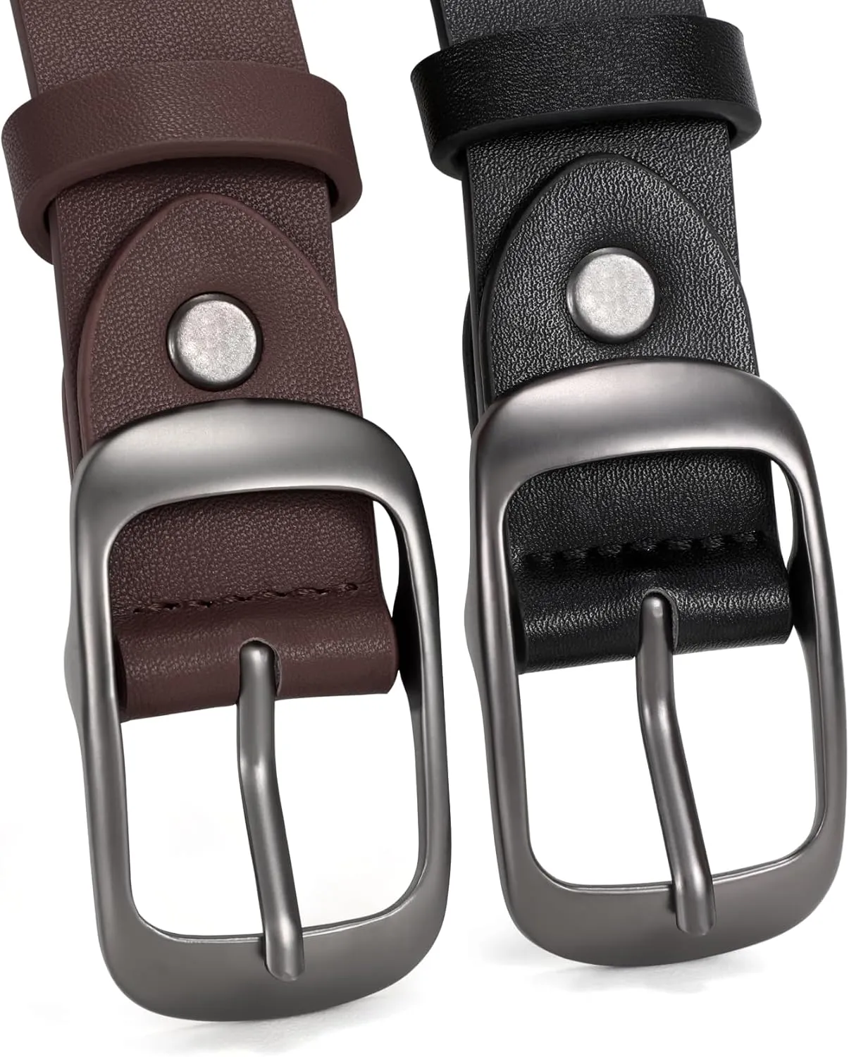 XZQTIVE 2 Pack Women Plus Size Leather Belts Fashion Cowhide Waist Belt with Solid Pin Buckle for Jeans Pants Dress