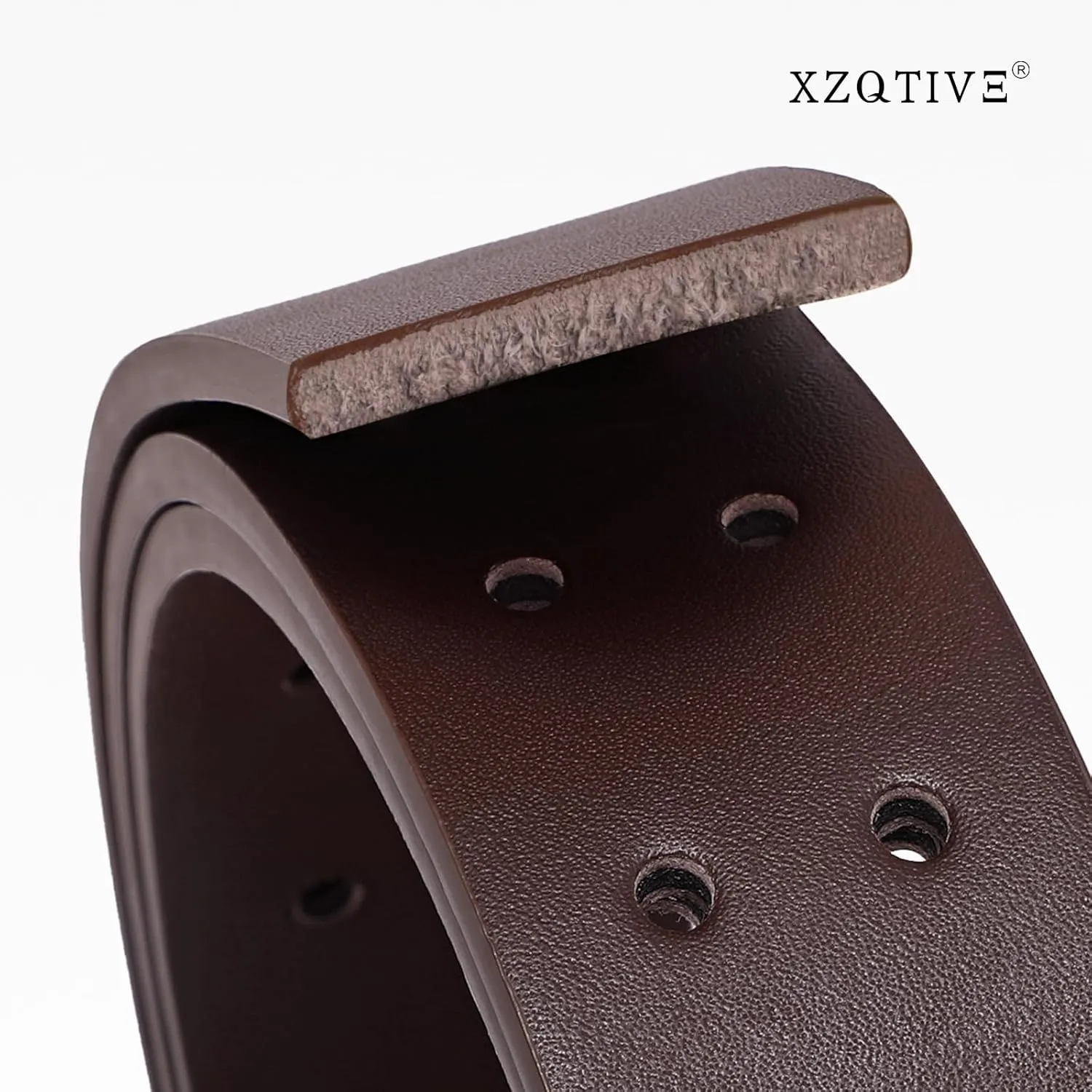 XZQTIVE Men Dual Holes Belt For Jean Pant Casual Leather Belts With Double Prong Buckle