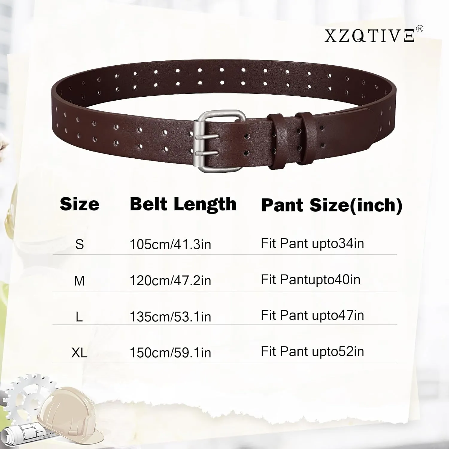 XZQTIVE Men Dual Holes Belt For Jean Pant Casual Leather Belts With Double Prong Buckle