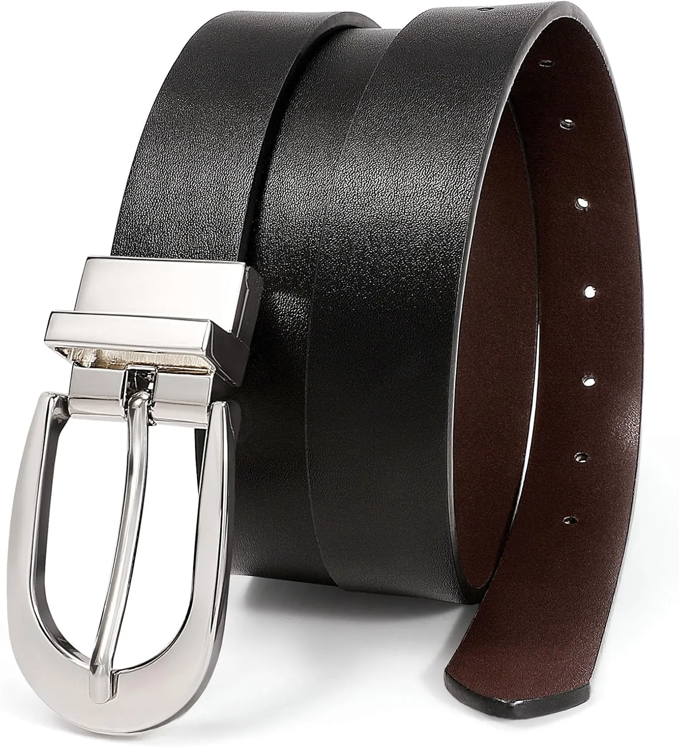 XZQTIVE Reversible Leather Belts for Women with Rotated Metal Buckle Fashion Women Belts