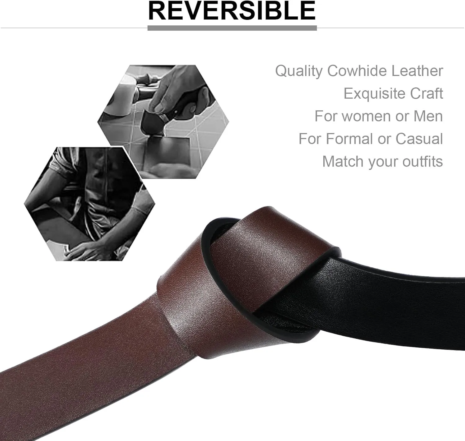 XZQTIVE Reversible Leather Belts for Women with Rotated Metal Buckle Fashion Women Belts