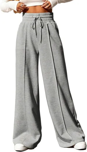 YOCUR Womens High Waisted Drawstring Sweatpants Wide Leg Casual Loose Joggers Yoga Athletic Pants