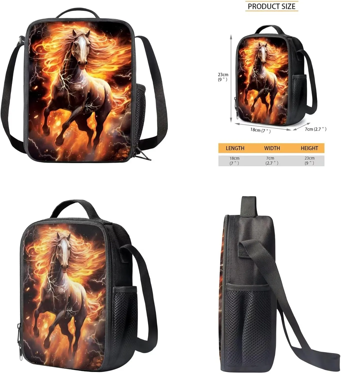 Ystardream Cool Horse Backpack and Lunch Bag Set for Girls School Bags for Girls 10-12 Middle Elementary Kids Backpack Bookbag with Pen Holder for Teen Girls Little Girls School Supplies