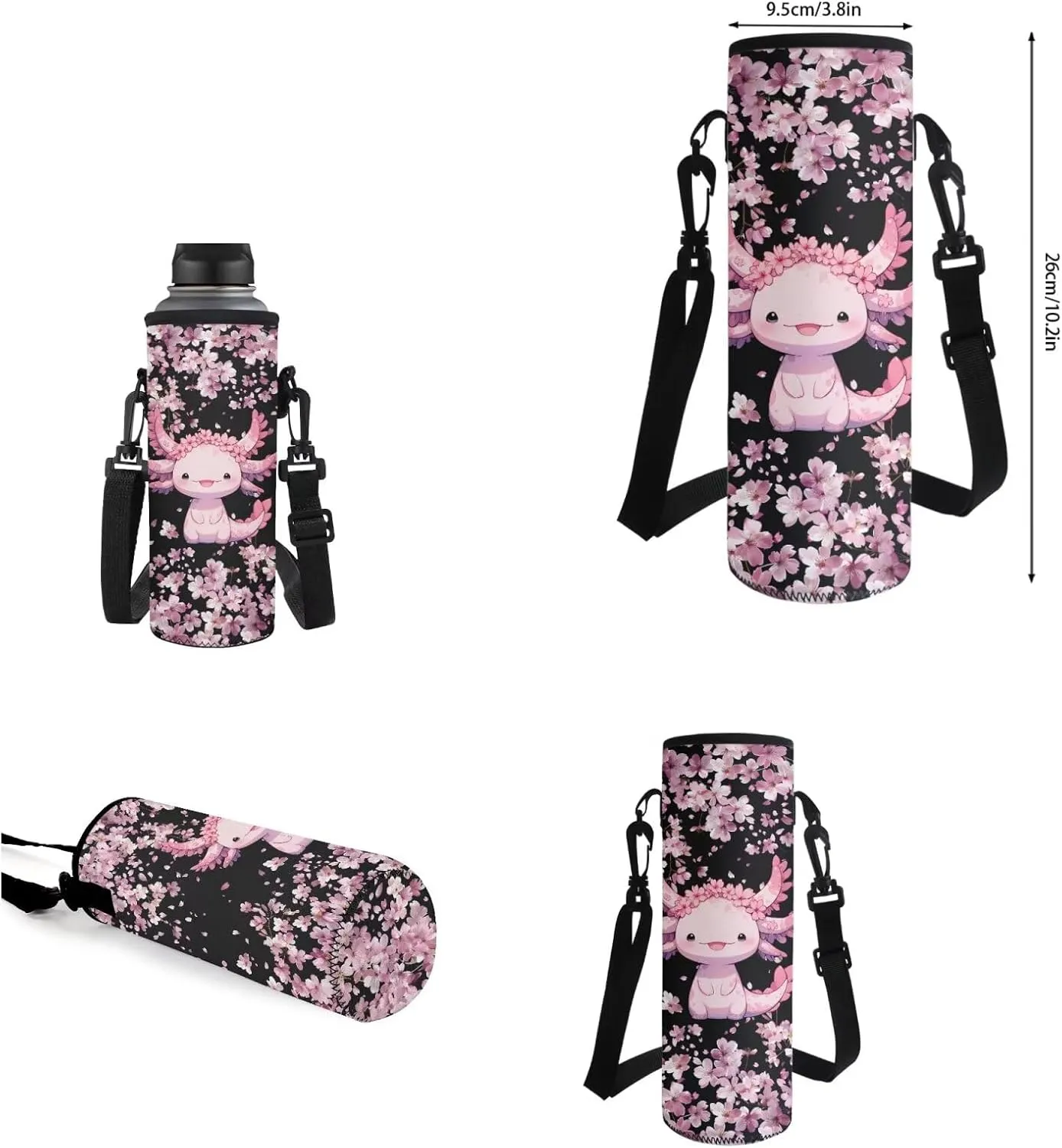 Ystardream Cute Axolotl Backpacks for Girls 10-12 for School with Lunch Box 4 Pcs Book Bag with Pen Holder Elemenatry Middle Back Packs Schoolbag for Kids Daypack Laptop Bags Cherry Blossom