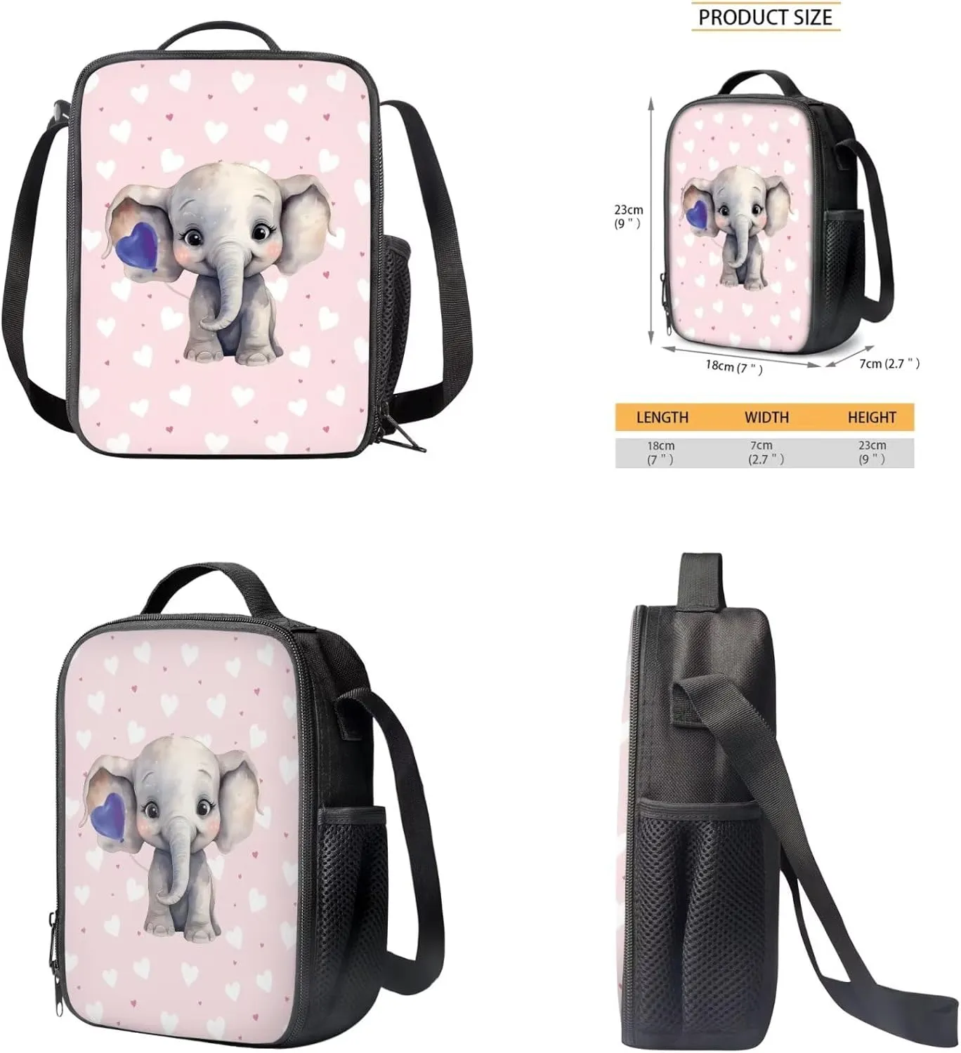 Ystardream Cute Elephant Backpack for Girls Bookbag With Lunch Box 7th Grade Backpack Girls Middle Elementary Primary Student Book Bag Teens Schoolbags Back Packs for Travel Daypack Pen Holder