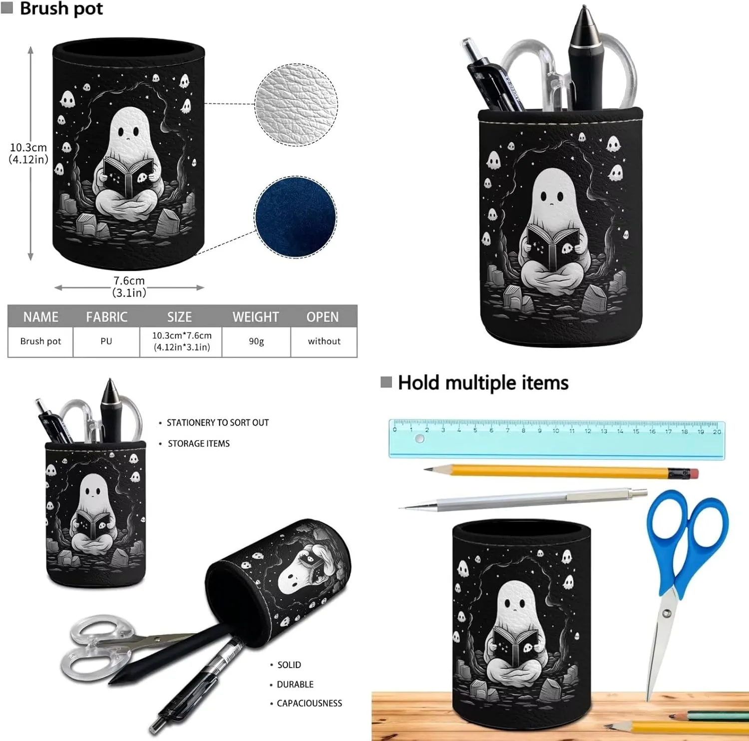 Ystardream Cute Ghost Backpack for Girls Middle School with Lunch Box and Pencil Case Pen Holder Lightweight School Bookbag for Teens Girls Boys 4 in 1 for Kids School Bag Book Bag Set 17 inch