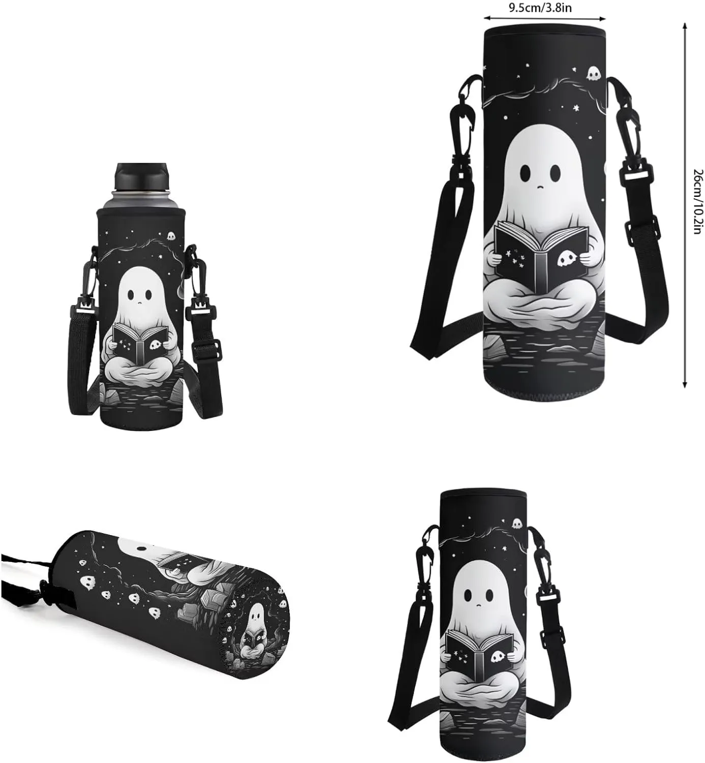 Ystardream Cute Ghost Backpack for Girls Middle School with Lunch Box and Pencil Case Pen Holder Lightweight School Bookbag for Teens Girls Boys 4 in 1 for Kids School Bag Book Bag Set 17 inch
