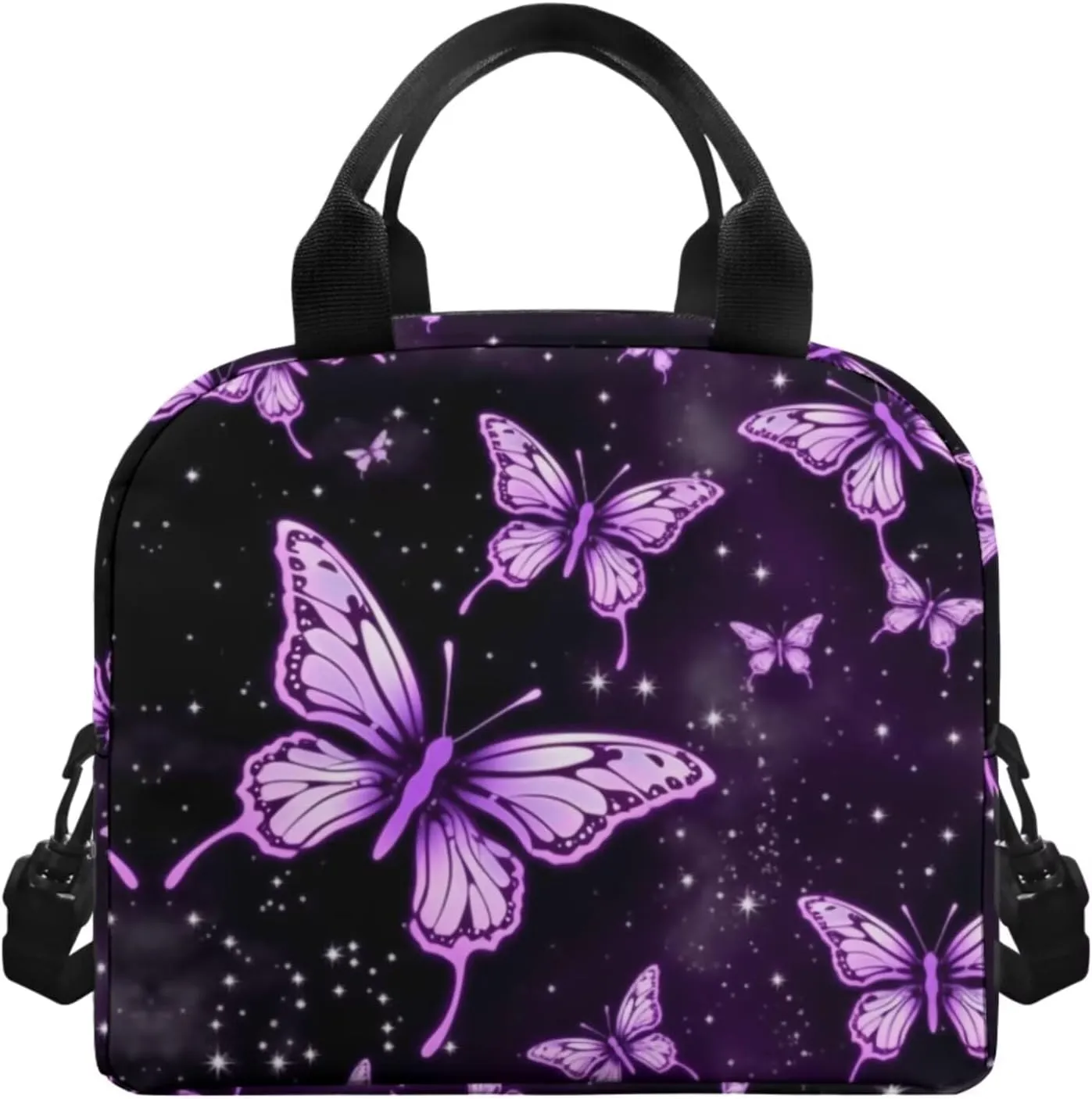 Ystardream Elementary Backpack for Kids Purple Butterfly School Backpack for Girls with Lunch Box Pencil Case Water Bottle Sleeve 4 in 1 School Bag Set for Kids Girls for School Boobag,17 inch
