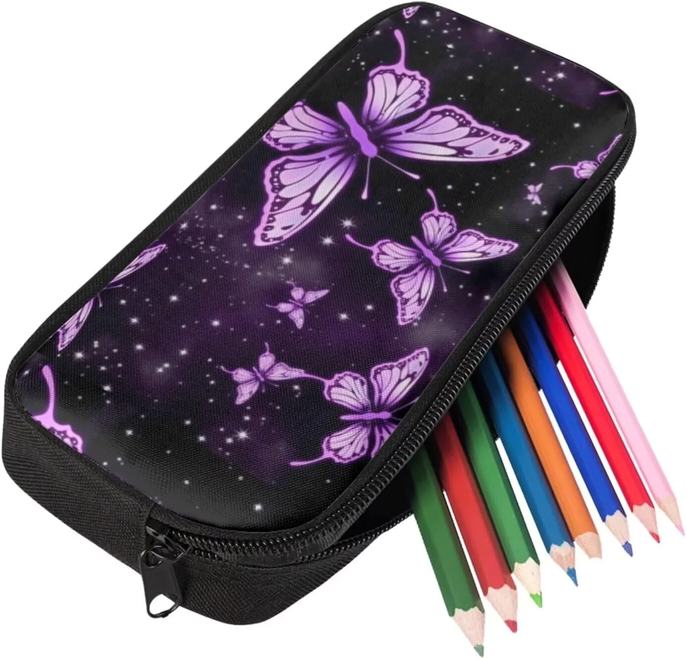 Ystardream Elementary Backpack for Kids Purple Butterfly School Backpack for Girls with Lunch Box Pencil Case Water Bottle Sleeve 4 in 1 School Bag Set for Kids Girls for School Boobag,17 inch