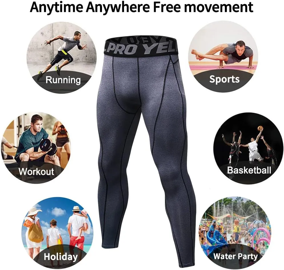 Yuerlian Men's Compression Pants Cool Dry Baselayer Tights Leggings