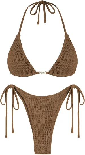 ZAFUL Bikini Sets for Women 2024 Halter Two Piece Swimsuits Sexy Triangle Bikinis Cheeky Bathing Suit