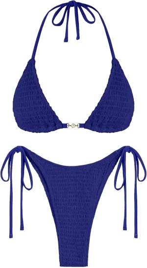 ZAFUL Bikini Sets for Women 2024 Halter Two Piece Swimsuits Sexy Triangle Bikinis Cheeky Bathing Suit