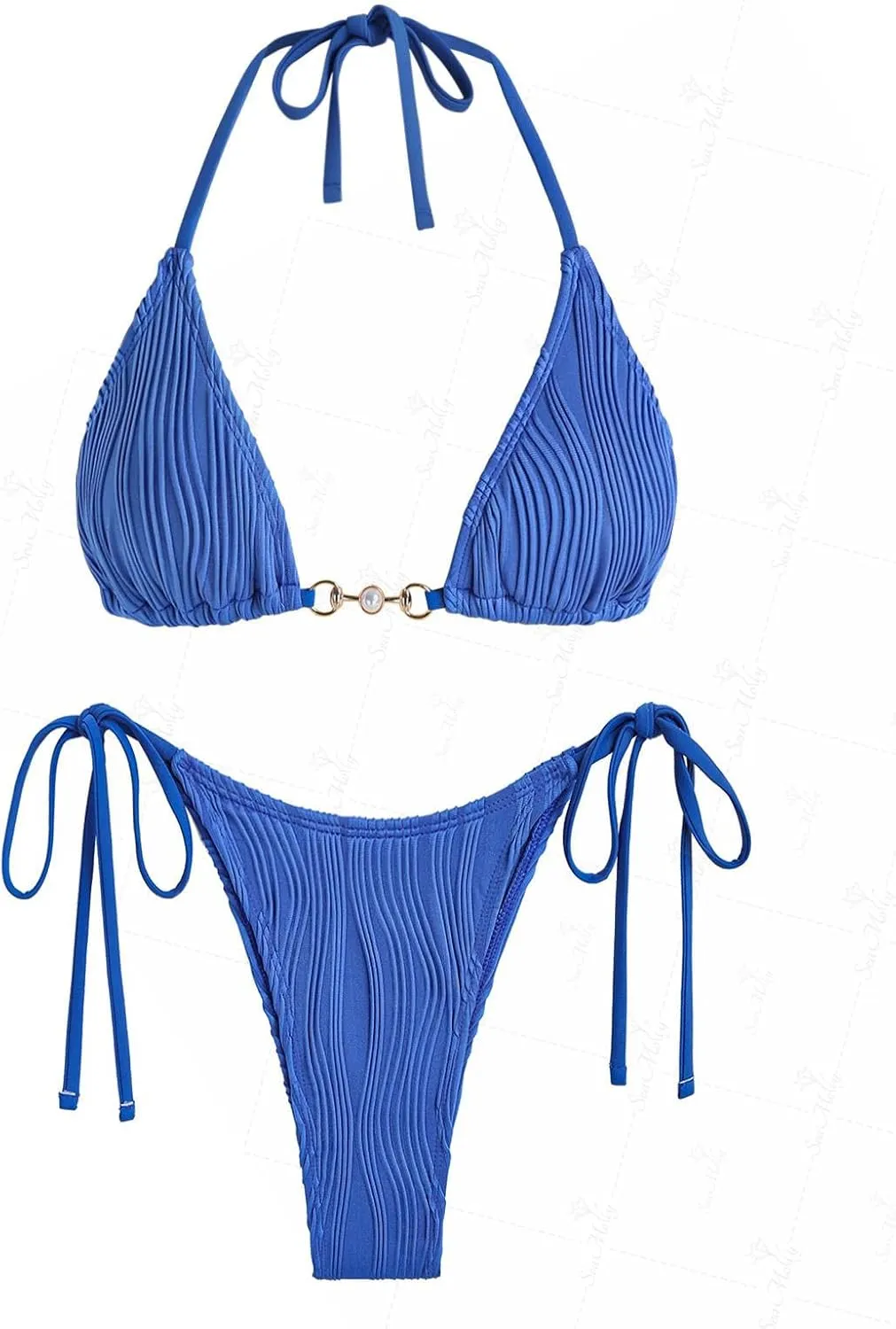 ZAFUL Bikini Sets for Women 2024 Halter Two Piece Swimsuits Sexy Triangle Bikinis Cheeky Bathing Suit