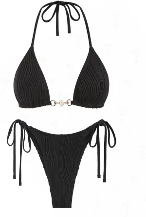 ZAFUL Bikini Sets for Women 2024 Halter Two Piece Swimsuits Sexy Triangle Bikinis Cheeky Bathing Suit