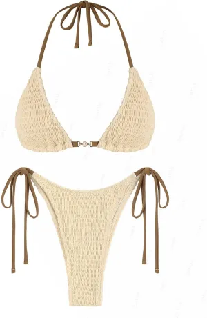 ZAFUL Bikini Sets for Women 2024 Halter Two Piece Swimsuits Sexy Triangle Bikinis Cheeky Bathing Suit