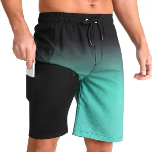 zeetoo Mens Swim Trunks with Compression Liner 9" Inseam Quick Dry Swim Shorts with Zipper Pockets Bathing Suit