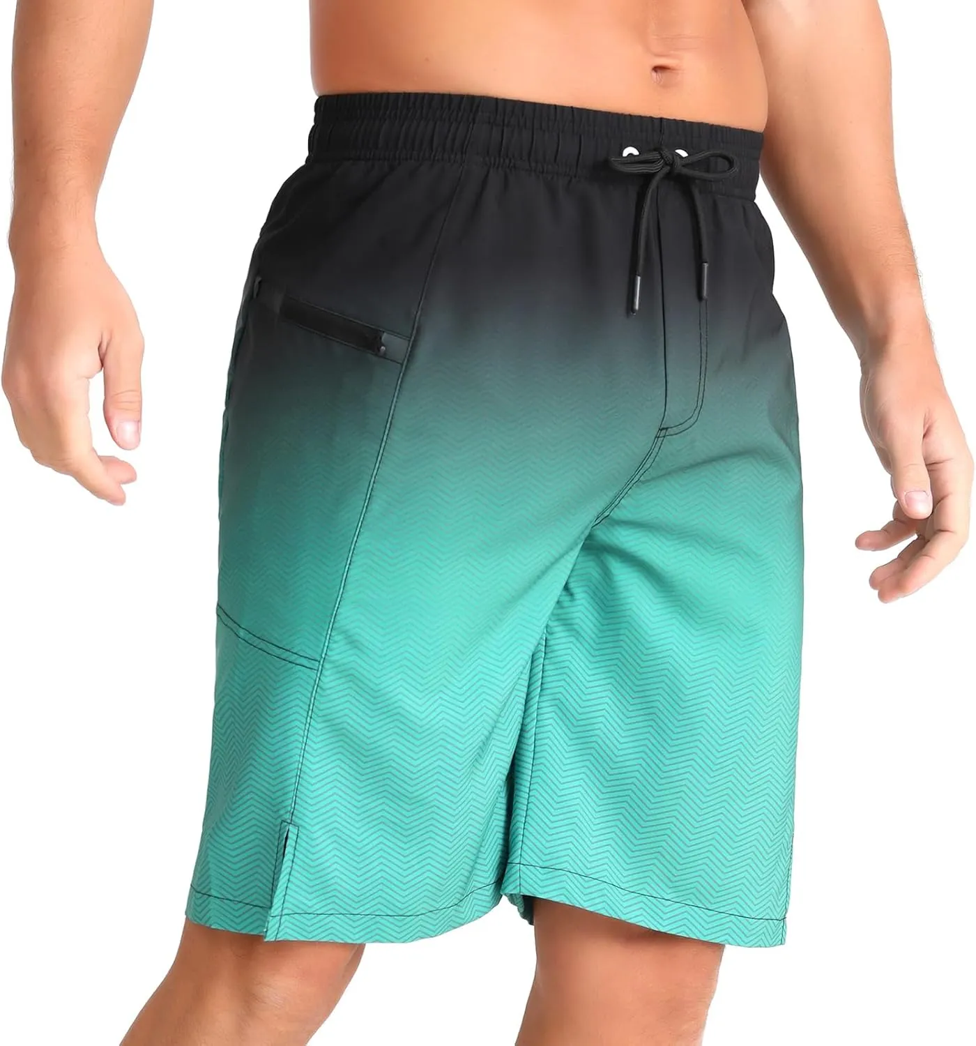 zeetoo Mens Swim Trunks with Compression Liner 9" Inseam Quick Dry Swim Shorts with Zipper Pockets Bathing Suit